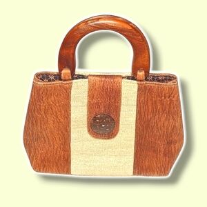 Boho Coastal 70s Bamboo Wood Handbag